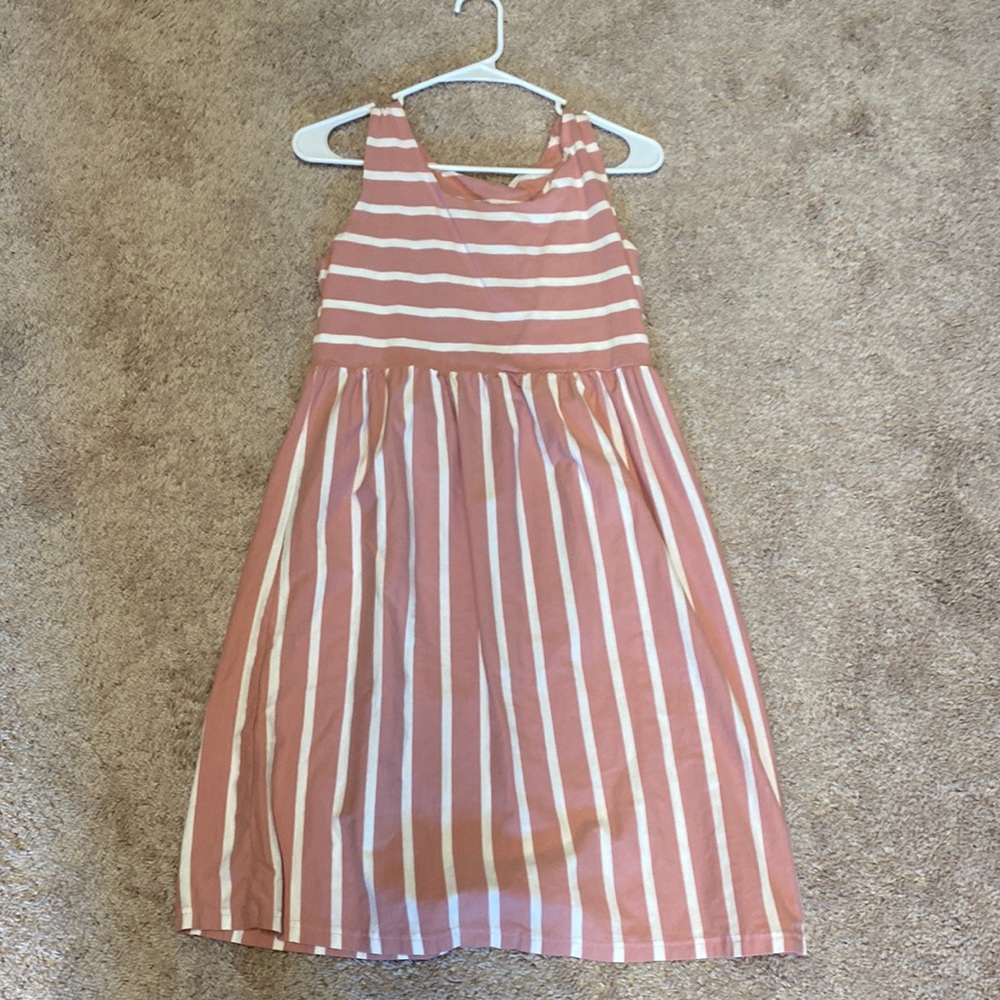 Sleeve less midis striped dress